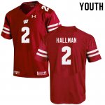 Youth Wisconsin Badgers NCAA #2 Ricardo Hallman Red Authentic Under Armour Stitched College Football Jersey JU31O45MF
